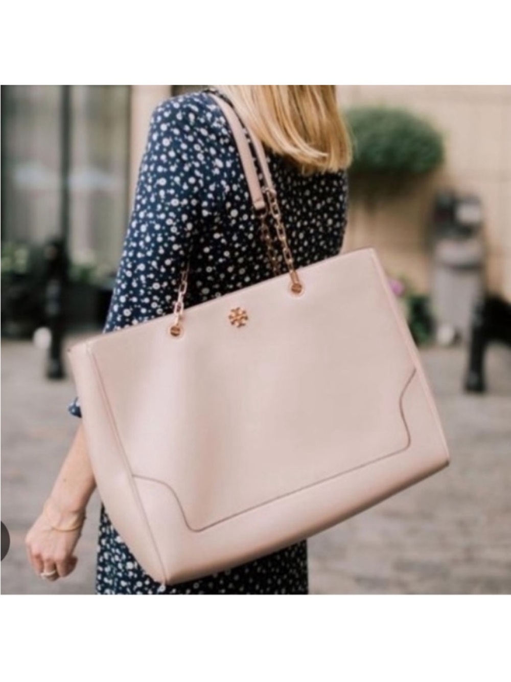 Tory Burch Marsden Pebbled Leather Tote in Light Oak